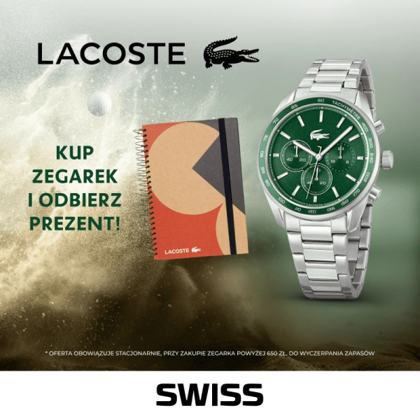 Kup zegarek Lacoste i odbierz notes w prezencie w butiku SWISS!